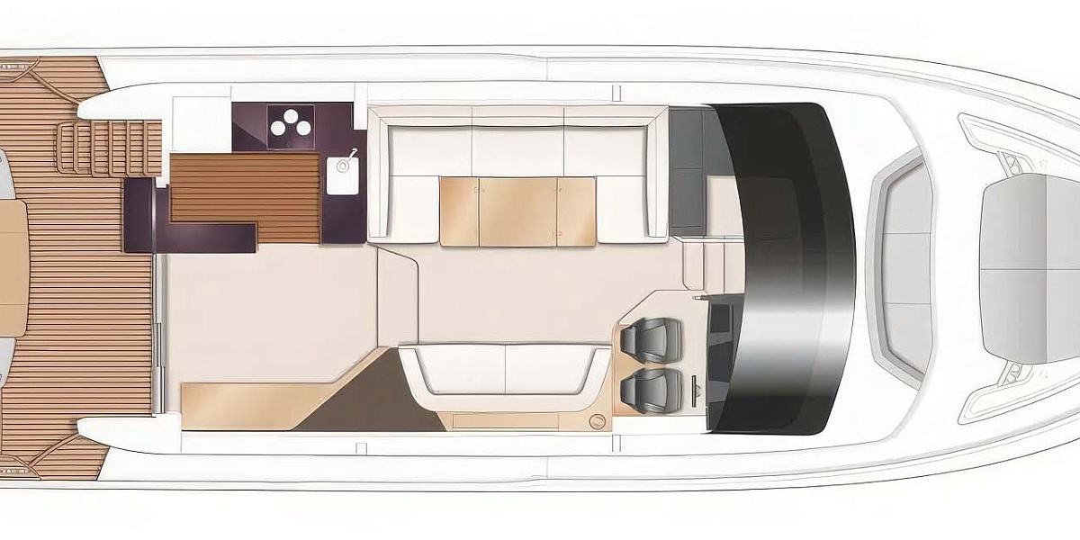 Аренда яхты Princess F55 Risa на Пхукете - план главной палубы